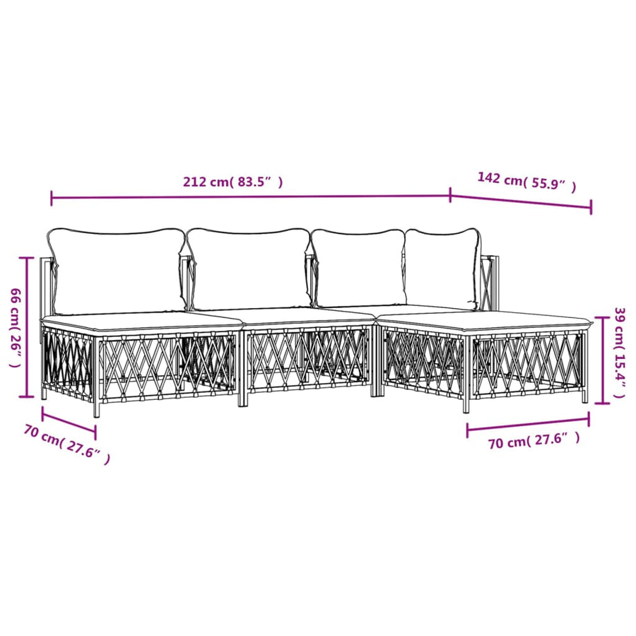 4-Delige Loungeset Met Kussens Staal Kleurig 1