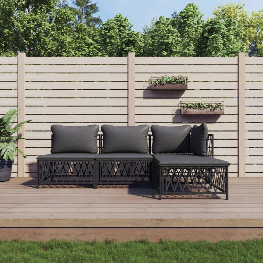 4-Delige Loungeset Met Kussens Staal Kleurig 1