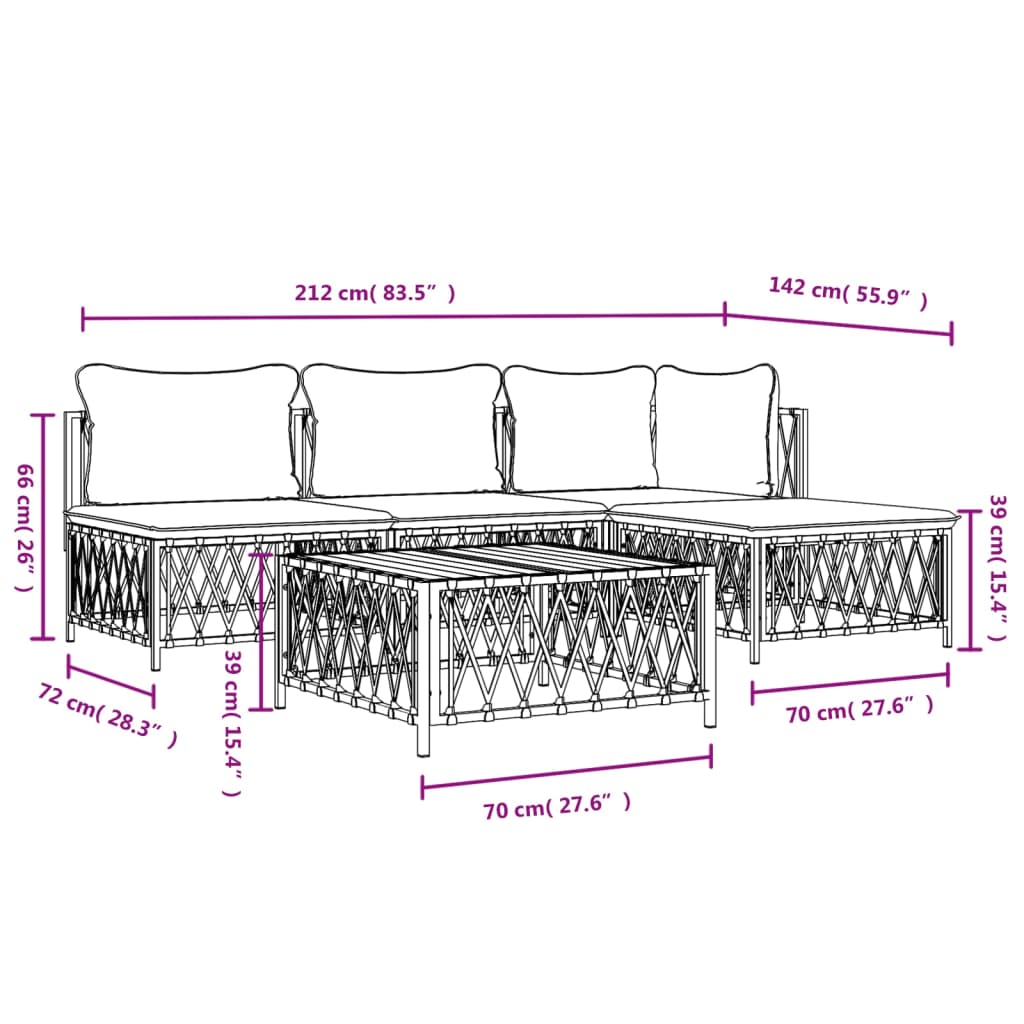 5-Delige Loungeset Met Kussens Staal 1