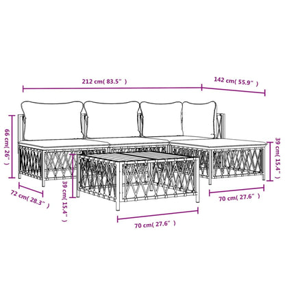 5-Delige Loungeset Met Kussens Staal 1