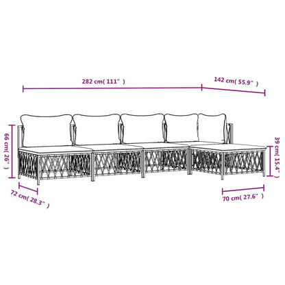 5-Delige Loungeset Met Kussens Staal 1