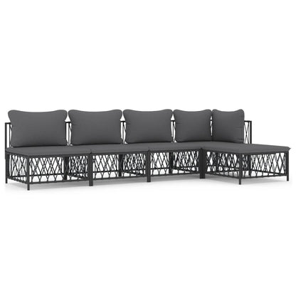 5-Delige Loungeset Met Kussens Staal Kleurig 1