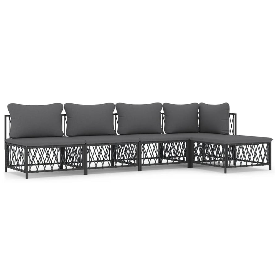 5-Delige Loungeset Met Kussens Staal Kleurig 1