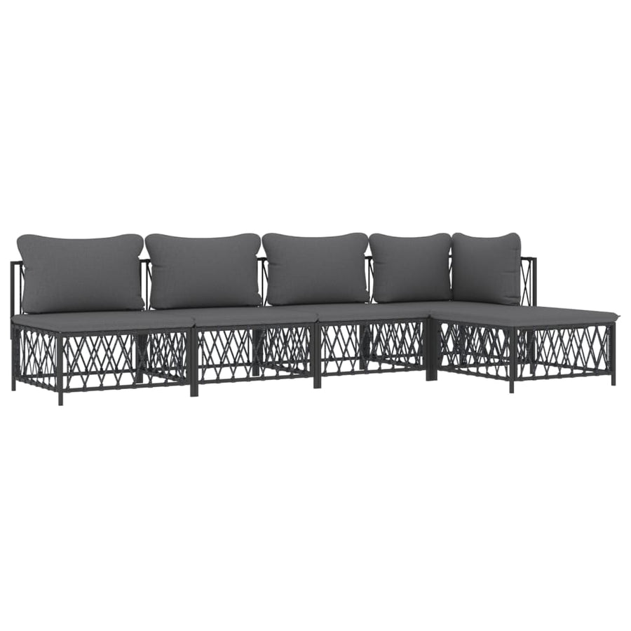 5-Delige Loungeset Met Kussens Staal Kleurig 1
