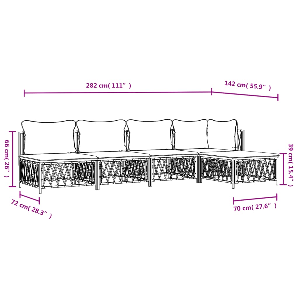 5-Delige Loungeset Met Kussens Staal Kleurig 1