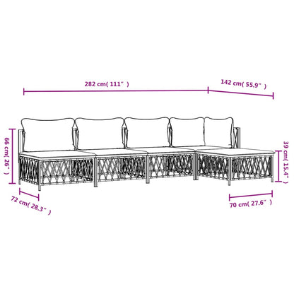 5-Delige Loungeset Met Kussens Staal Kleurig 1