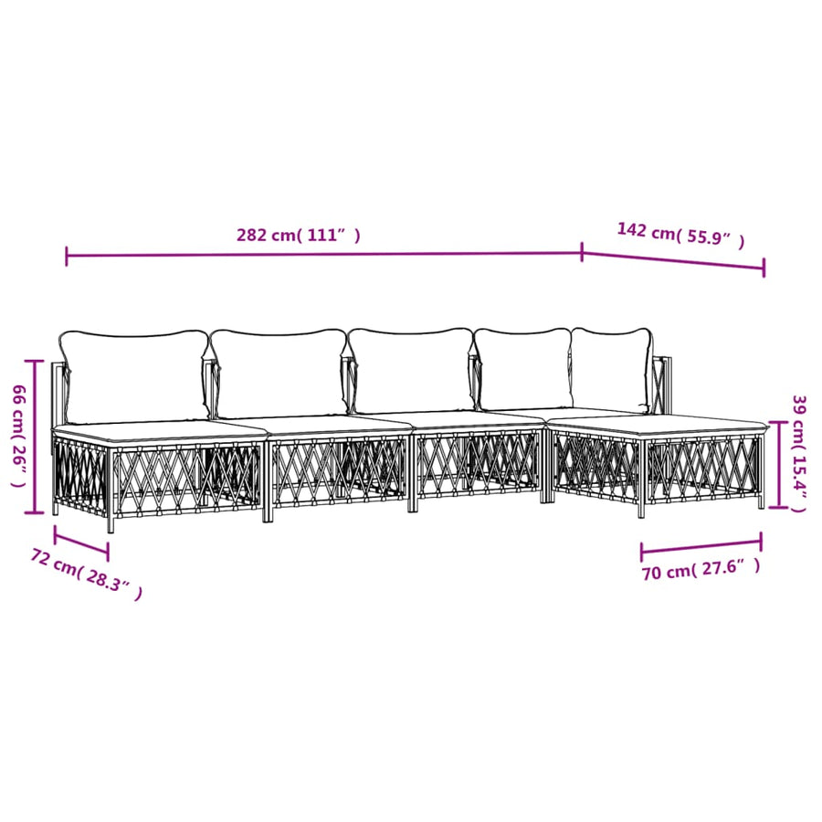 5-Delige Loungeset Met Kussens Staal Kleurig 1
