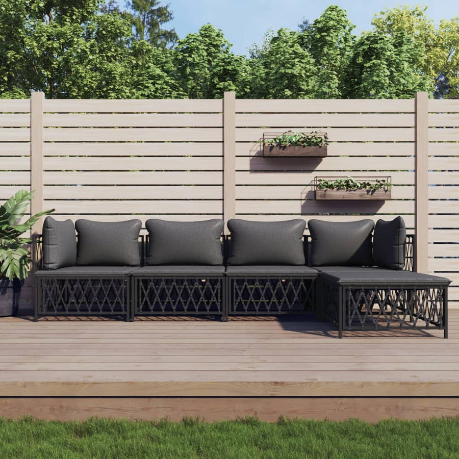 5-Delige Loungeset Met Kussens Staal Kleurig 1
