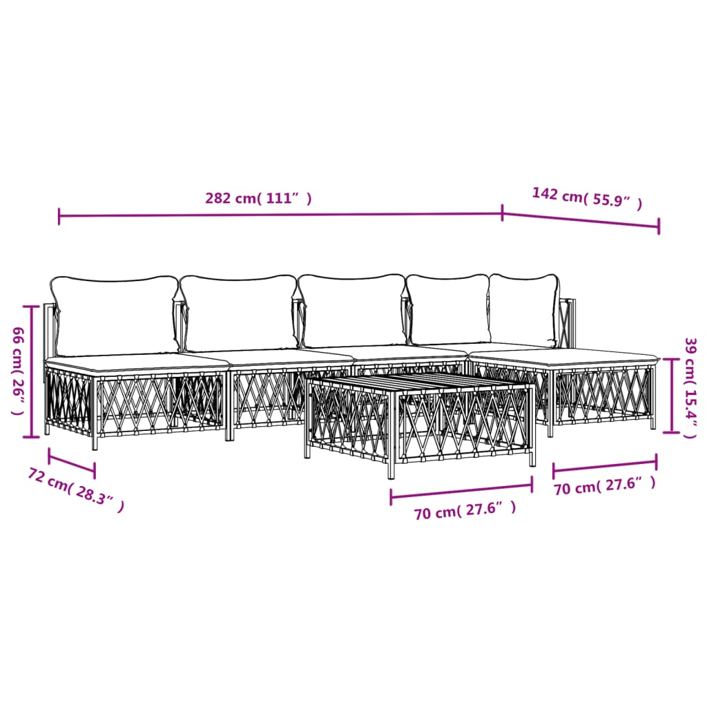 6-Delige Loungeset Met Kussens Staal 1