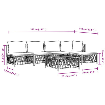6-Delige Loungeset Met Kussens Staal 1