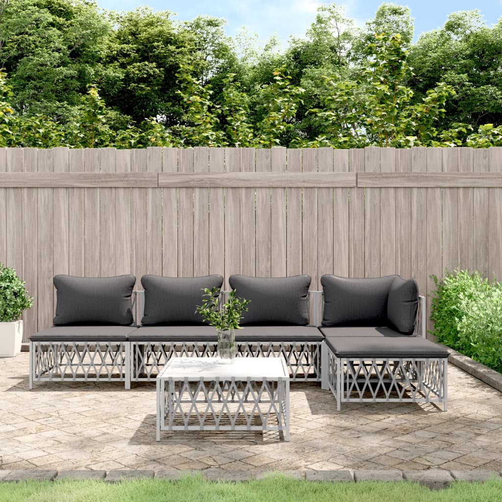 6-Delige Loungeset Met Kussens Staal 1