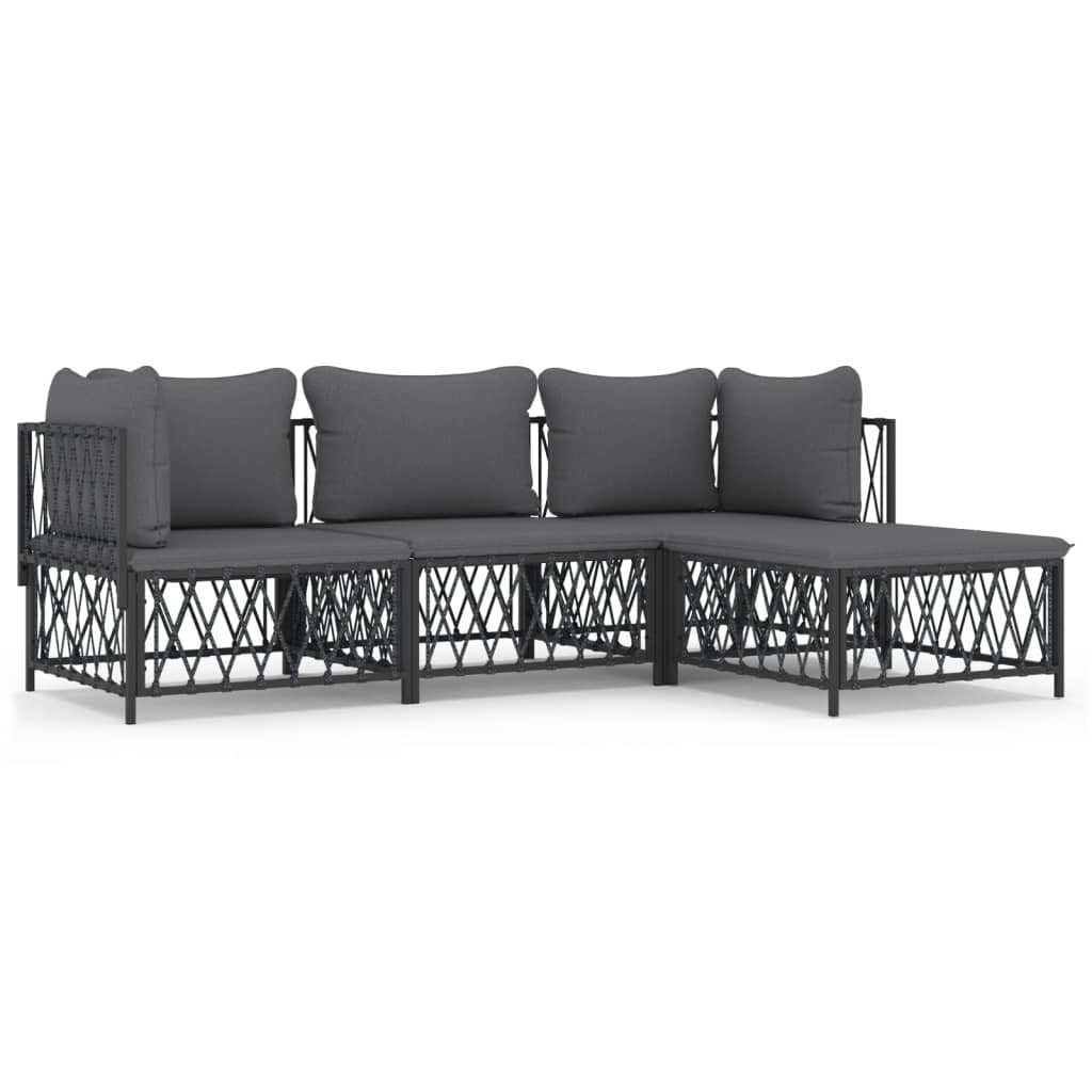 4-Delige Loungeset Met Kussens Staal Kleurig 1