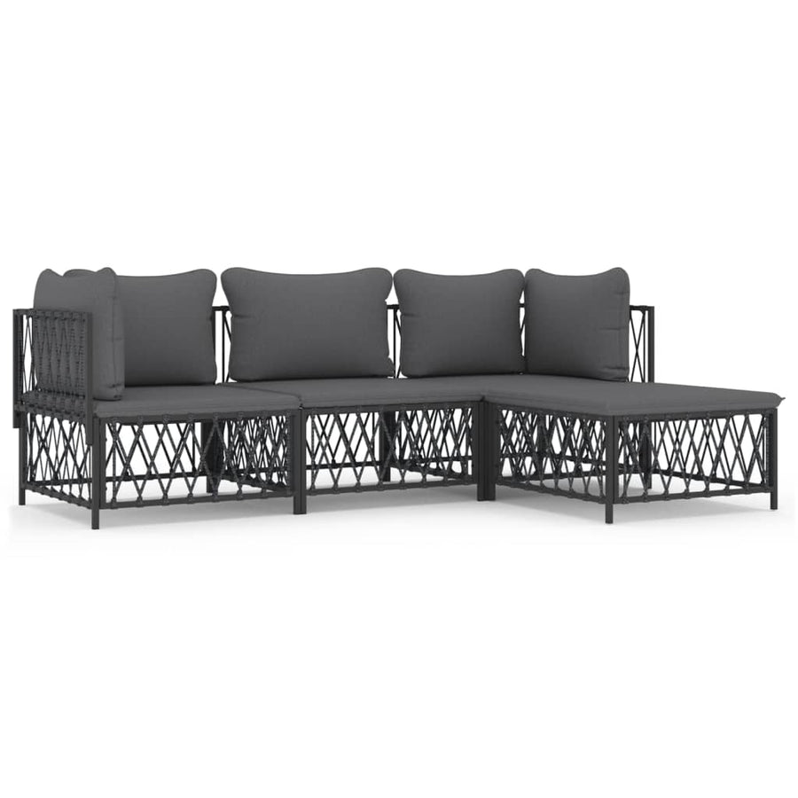 4-Delige Loungeset Met Kussens Staal Kleurig 1