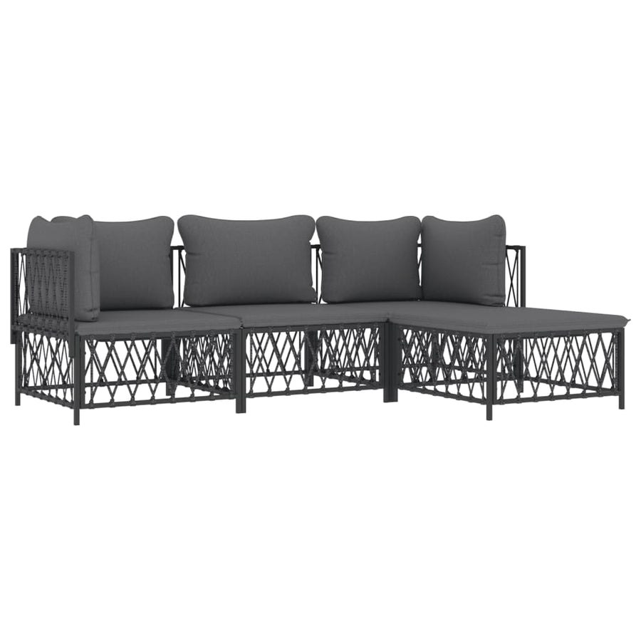 4-Delige Loungeset Met Kussens Staal Kleurig 1