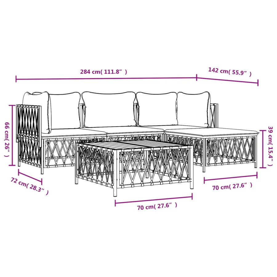 4-Delige Loungeset Met Kussens Staal Kleurig 1
