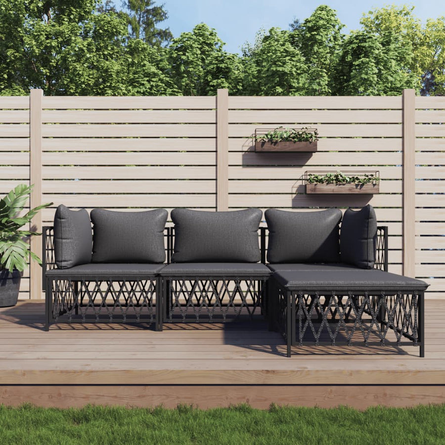 4-Delige Loungeset Met Kussens Staal Kleurig 1