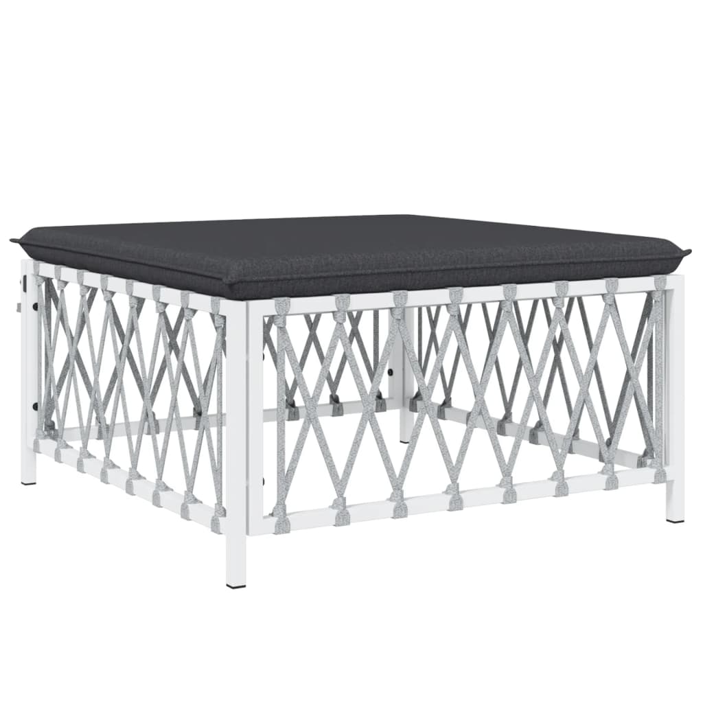 5-Delige Loungeset Met Kussens Staal Wit 2x hoek + midden + voetensteun + Tafel