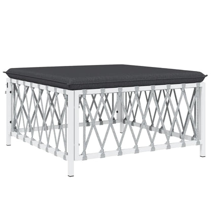 5-Delige Loungeset Met Kussens Staal Wit 2x hoek + midden + voetensteun + Tafel