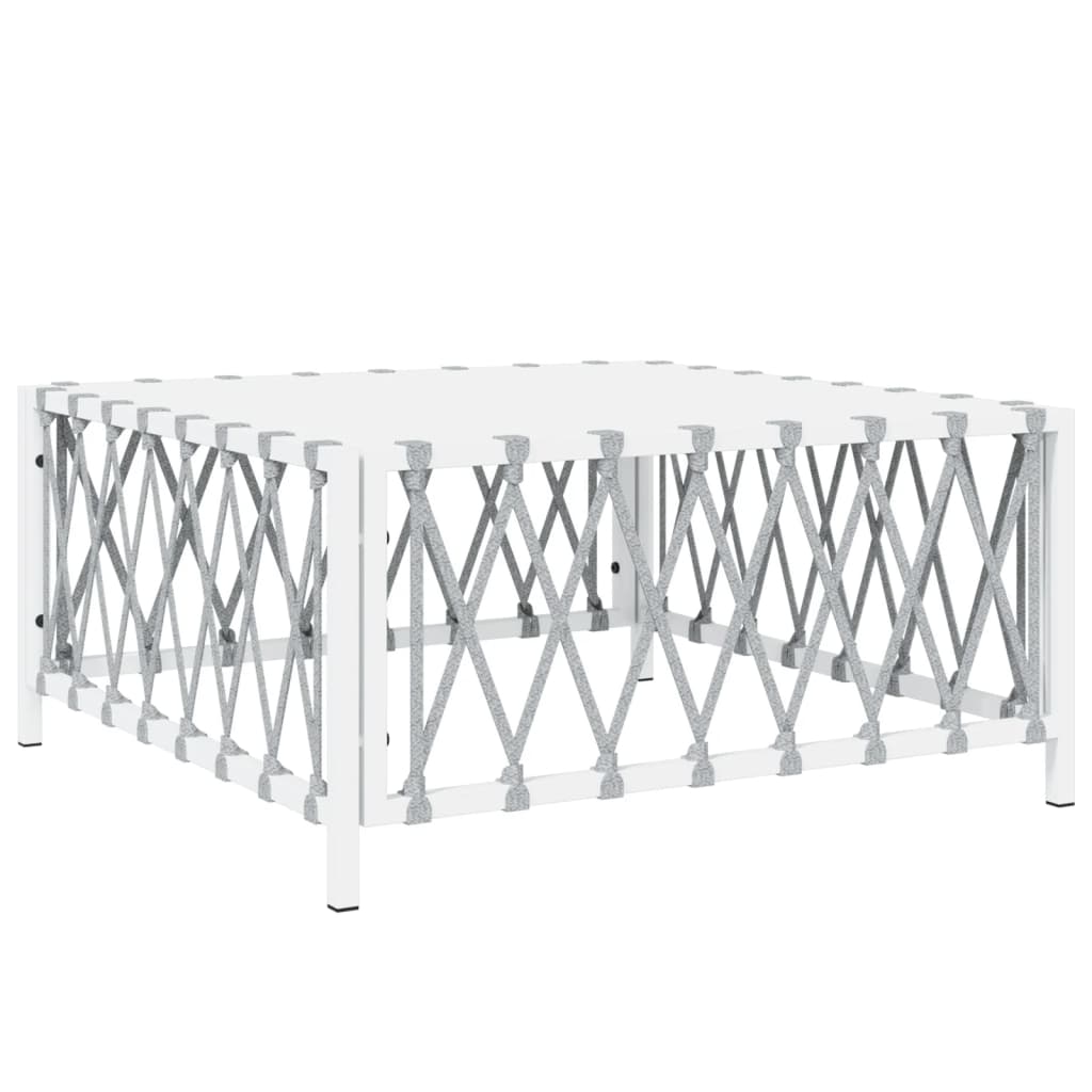 5-Delige Loungeset Met Kussens Staal Wit 2x hoek + midden + voetensteun + Tafel
