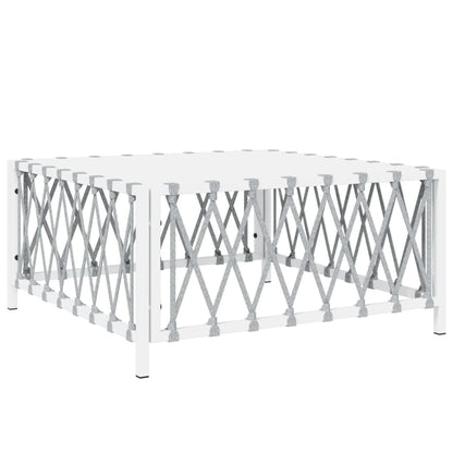 5-Delige Loungeset Met Kussens Staal Wit 2x hoek + midden + voetensteun + Tafel