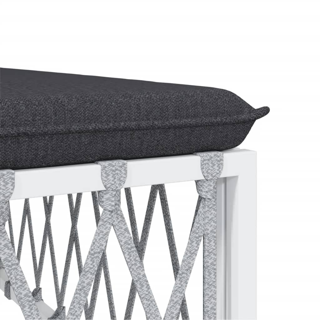 5-Delige Loungeset Met Kussens Staal Wit 2x hoek + midden + voetensteun + Tafel