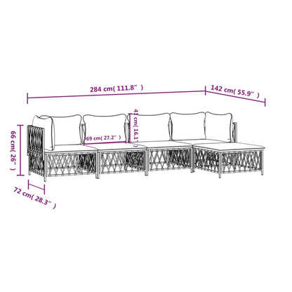 5-Delige Loungeset Met Kussens Staal 1