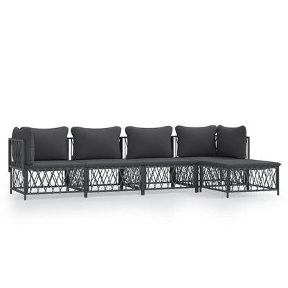 5-Delige Loungeset Met Kussens Staal Kleurig 1