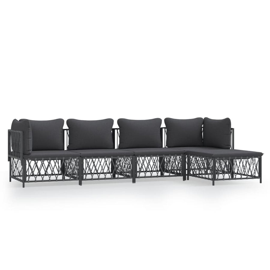 5-Delige Loungeset Met Kussens Staal Kleurig 1