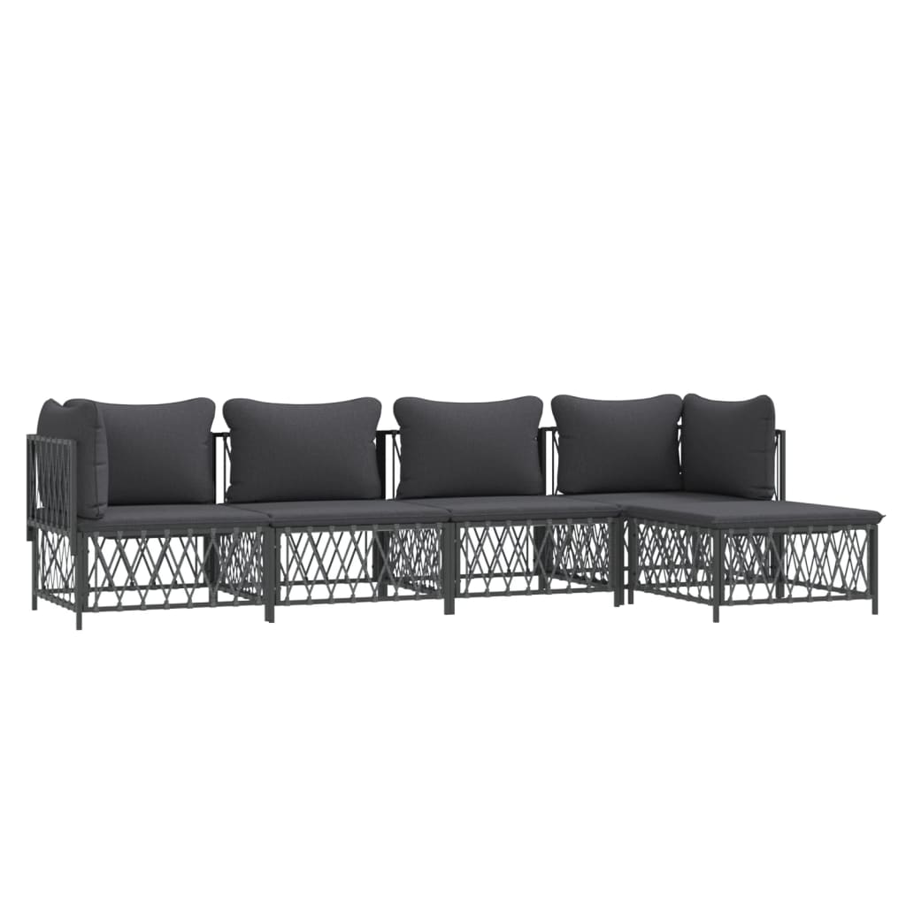 5-Delige Loungeset Met Kussens Staal Kleurig 1