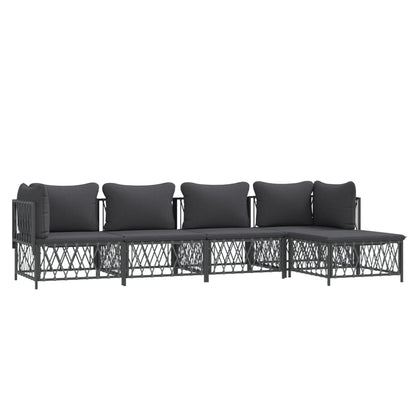 5-Delige Loungeset Met Kussens Staal Kleurig 1
