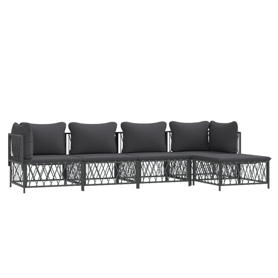 5-Delige Loungeset Met Kussens Staal Kleurig 1