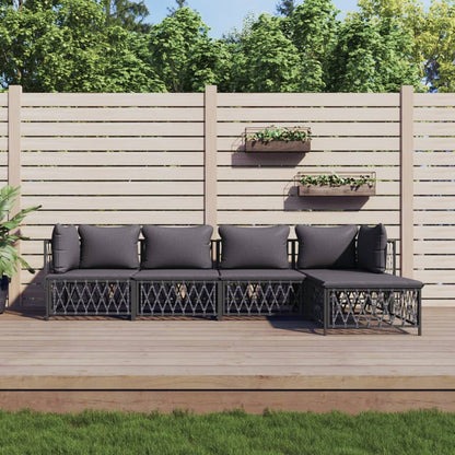 5-Delige Loungeset Met Kussens Staal Kleurig 1