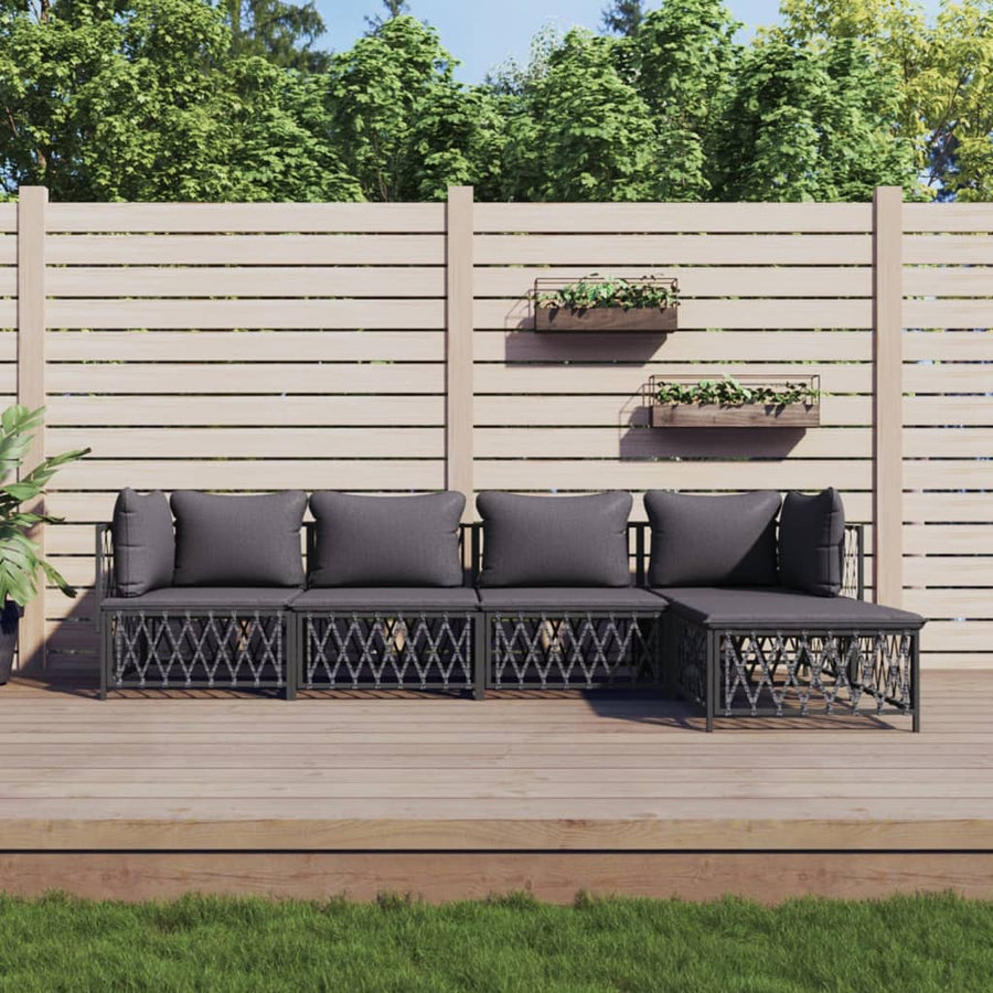 5-Delige Loungeset Met Kussens Staal Kleurig 1