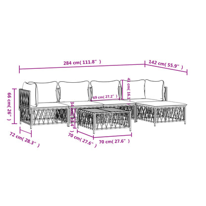 6-Delige Loungeset Met Kussens Staal 1