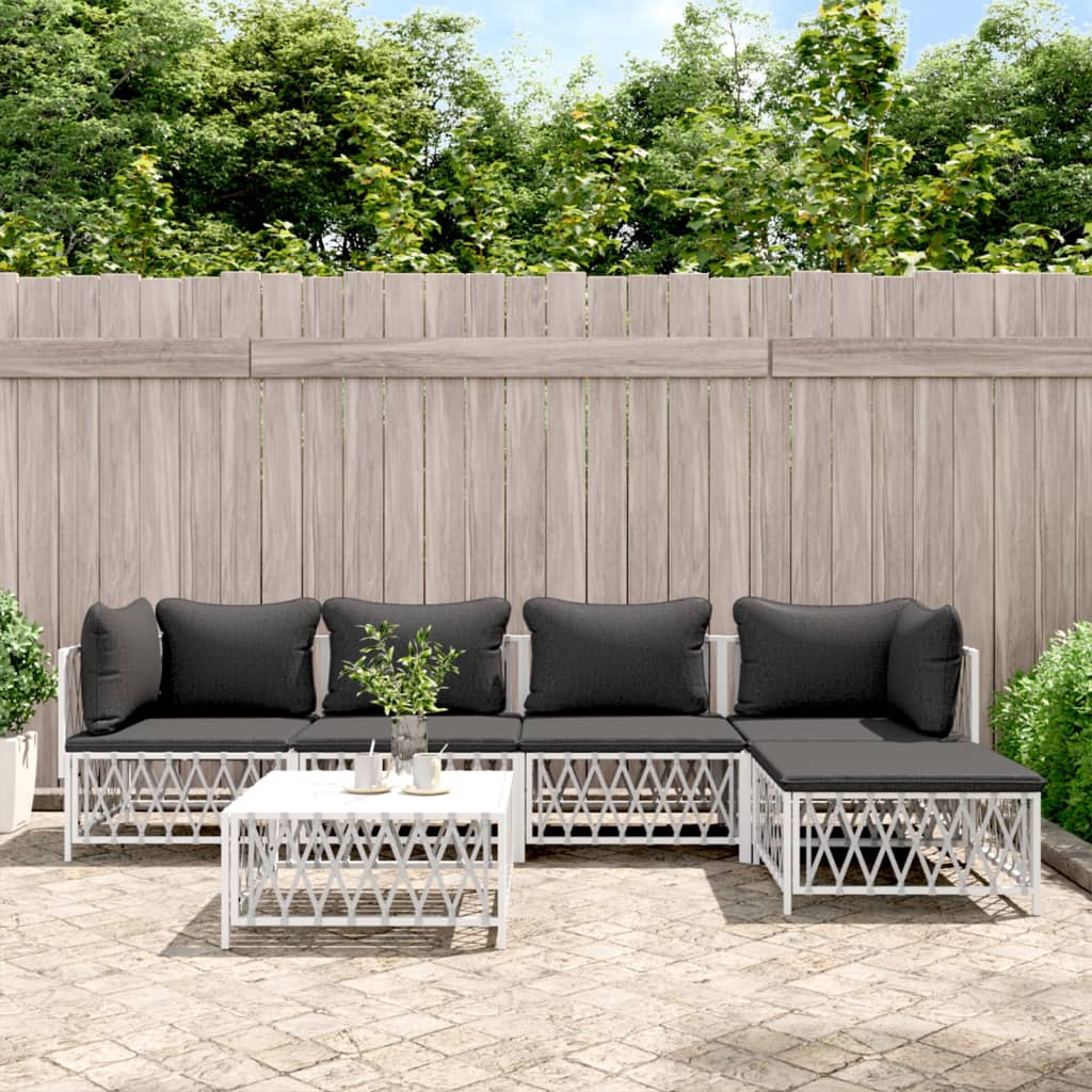 6-Delige Loungeset Met Kussens Staal 1