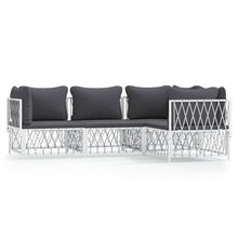 4-Delige Loungeset Met Kussens Staal Wit 3x hoek + midden