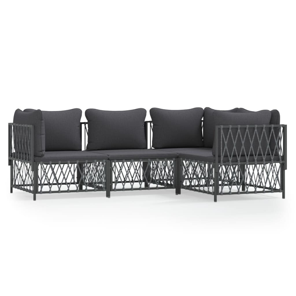 4-Delige Loungeset Met Kussens Staal Kleurig 1