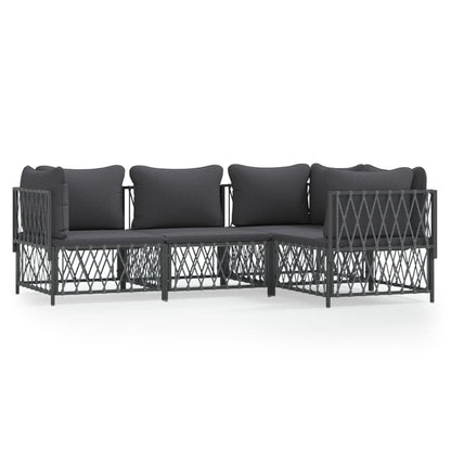 4-Delige Loungeset Met Kussens Staal Kleurig 1