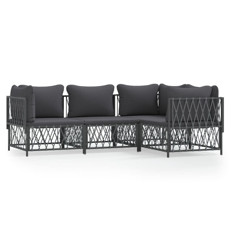 4-Delige Loungeset Met Kussens Staal Kleurig 1