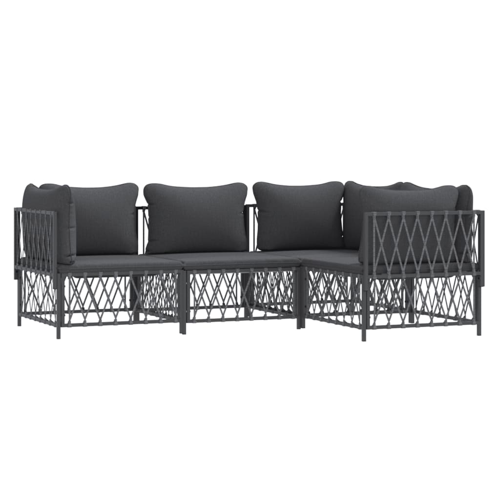 4-Delige Loungeset Met Kussens Staal Kleurig 1
