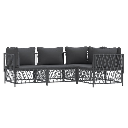 4-Delige Loungeset Met Kussens Staal Kleurig 1