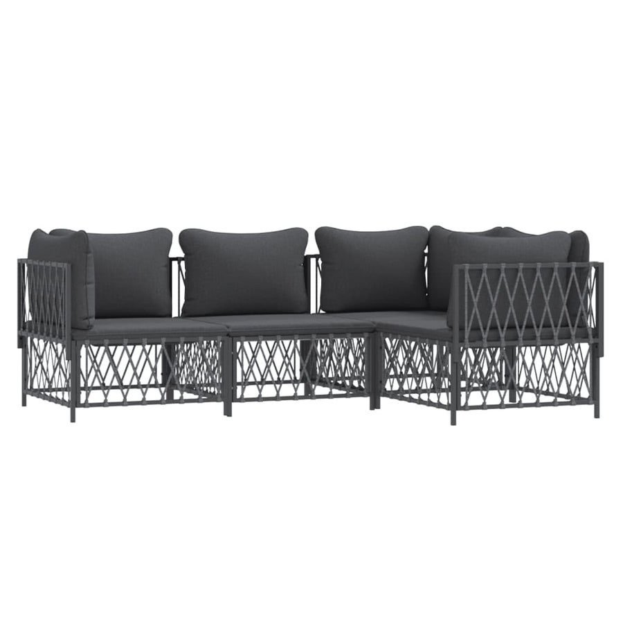 4-Delige Loungeset Met Kussens Staal Kleurig 1