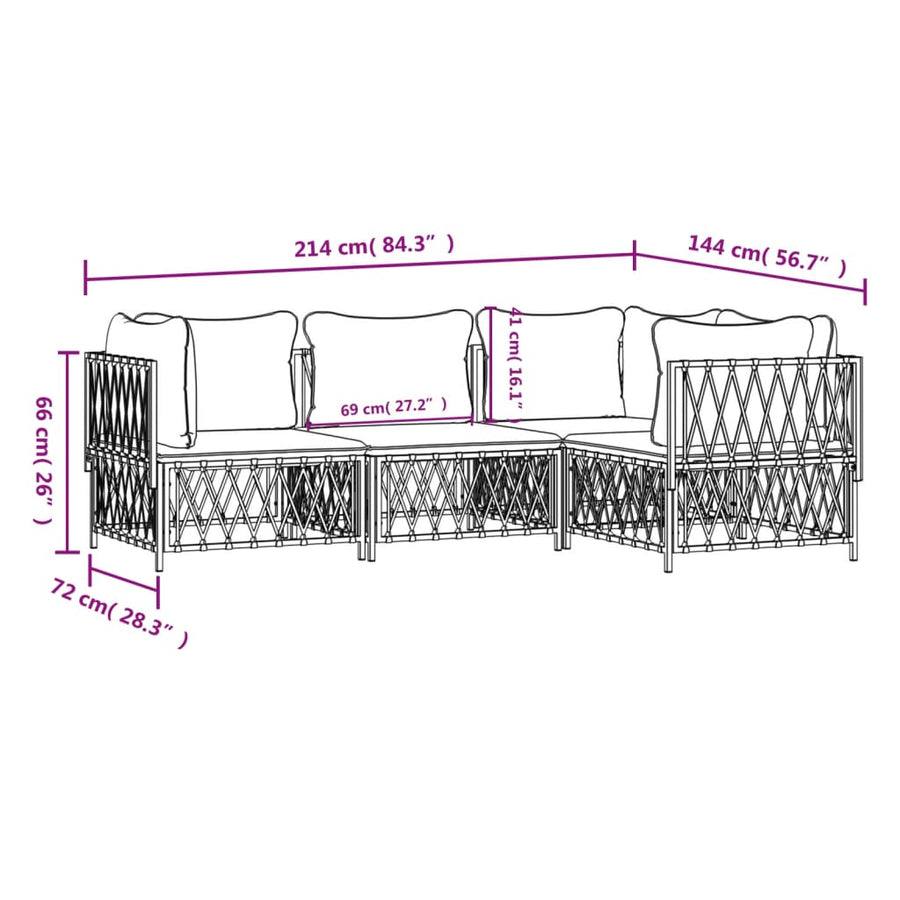 4-Delige Loungeset Met Kussens Staal Kleurig 1