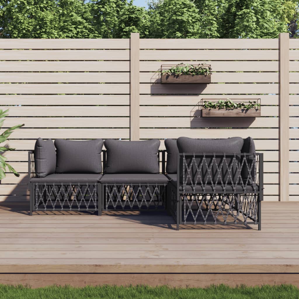 4-Delige Loungeset Met Kussens Staal Kleurig 1