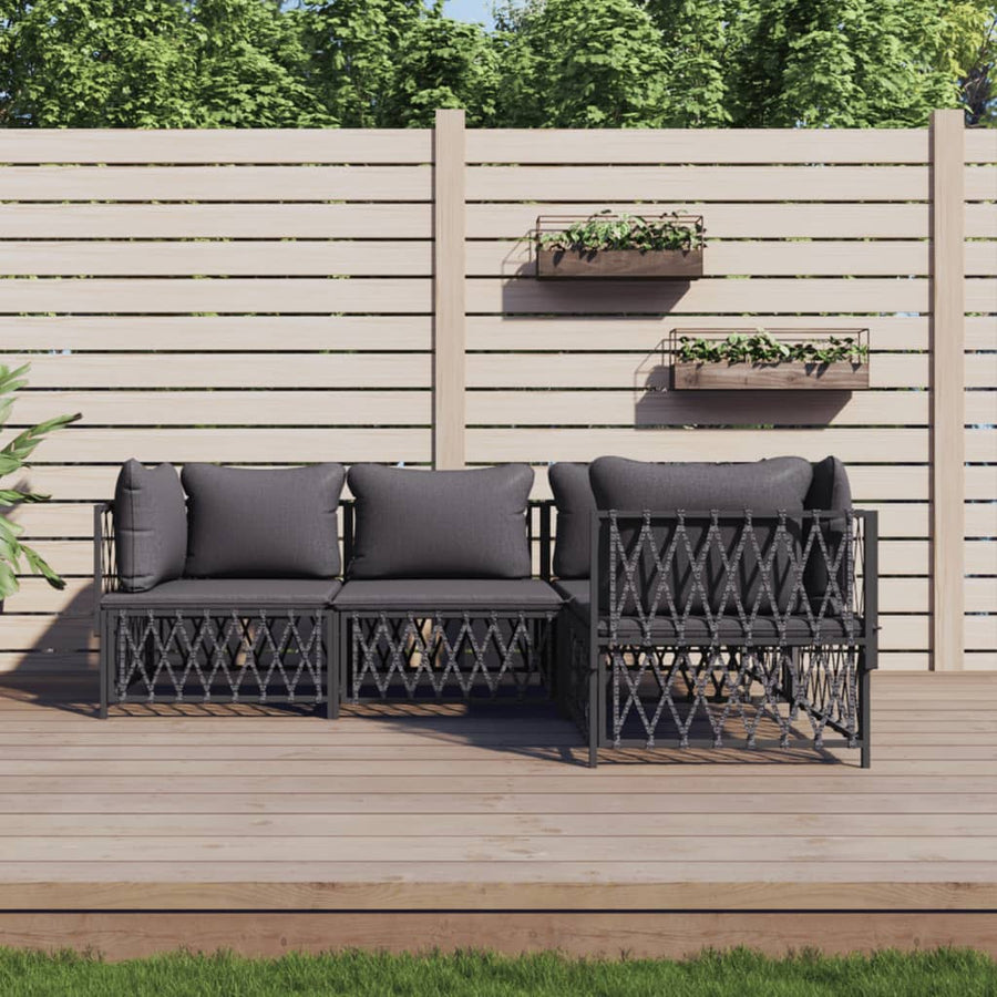 4-Delige Loungeset Met Kussens Staal Kleurig 1