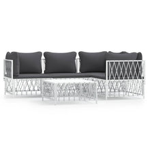 5-Delige Loungeset Met Kussens Staal Wit 3x hoek + midden + Tafel