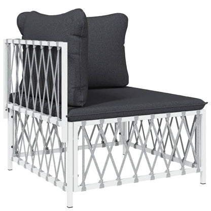 5-Delige Loungeset Met Kussens Staal Wit 3x hoek + midden + Tafel