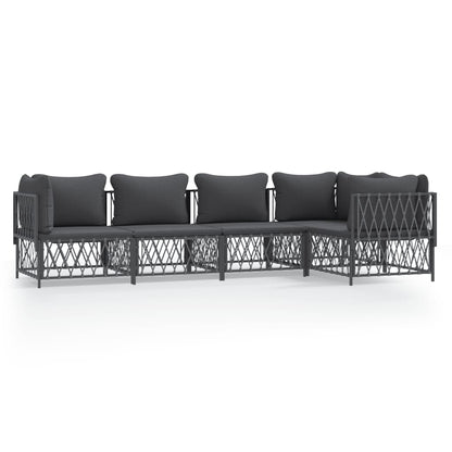 5-Delige Loungeset Met Kussens Staal Kleurig 1