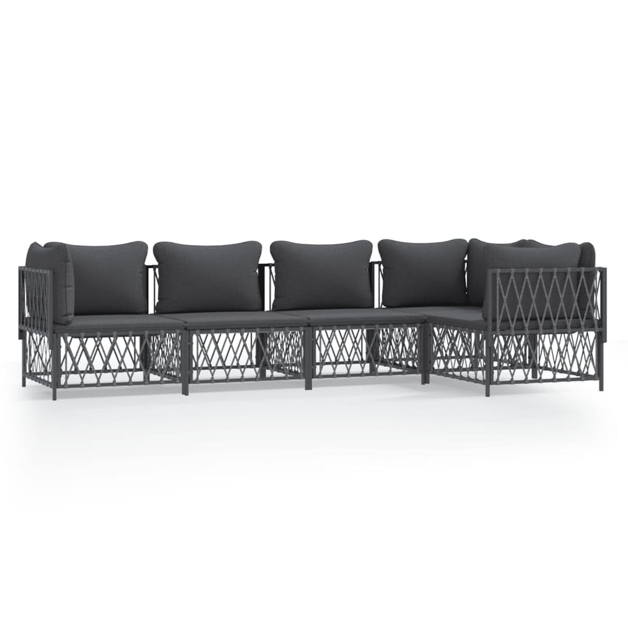 5-Delige Loungeset Met Kussens Staal Kleurig 1