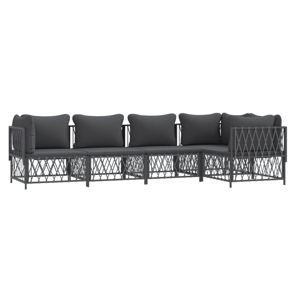5-Delige Loungeset Met Kussens Staal Kleurig 1